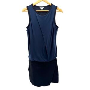 Helmut Lang Emission A Line Mini Dress Black Blue Sleeveless Modern Size‎ 0